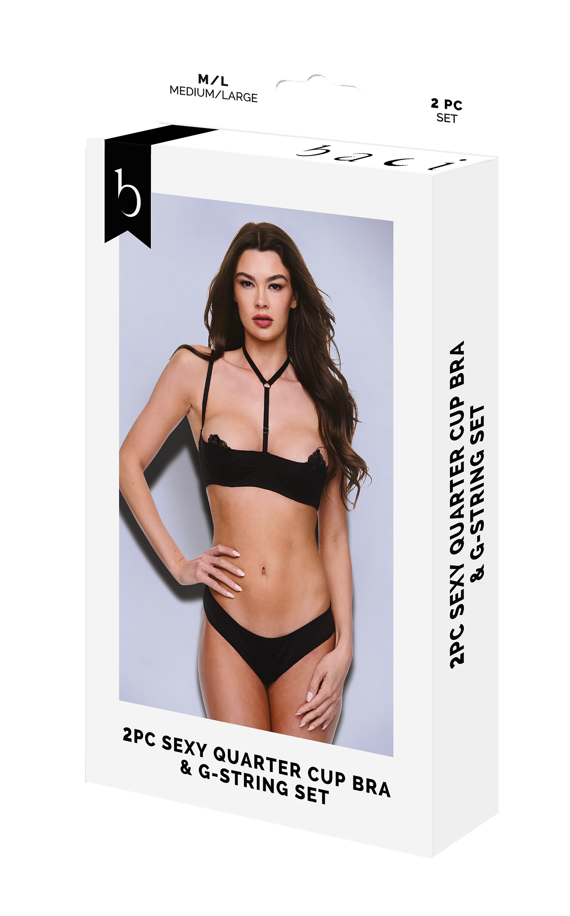 BACI 2 PEZZI REGGISENO E PERIZOMA SEXY CON COPPETTA A BALCONCINO NERO