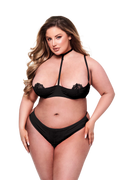 BACI 2 PEZZI REGGISENO A QUARTO DI COPPA E PERIZOMA NERI SEXY, QS