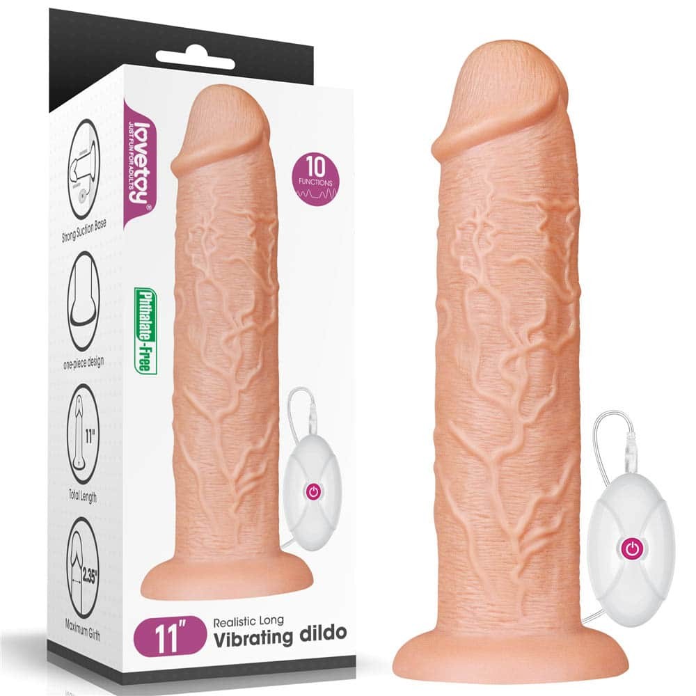 Realistic 11'' Flesh-Colored Vibrating Dildo