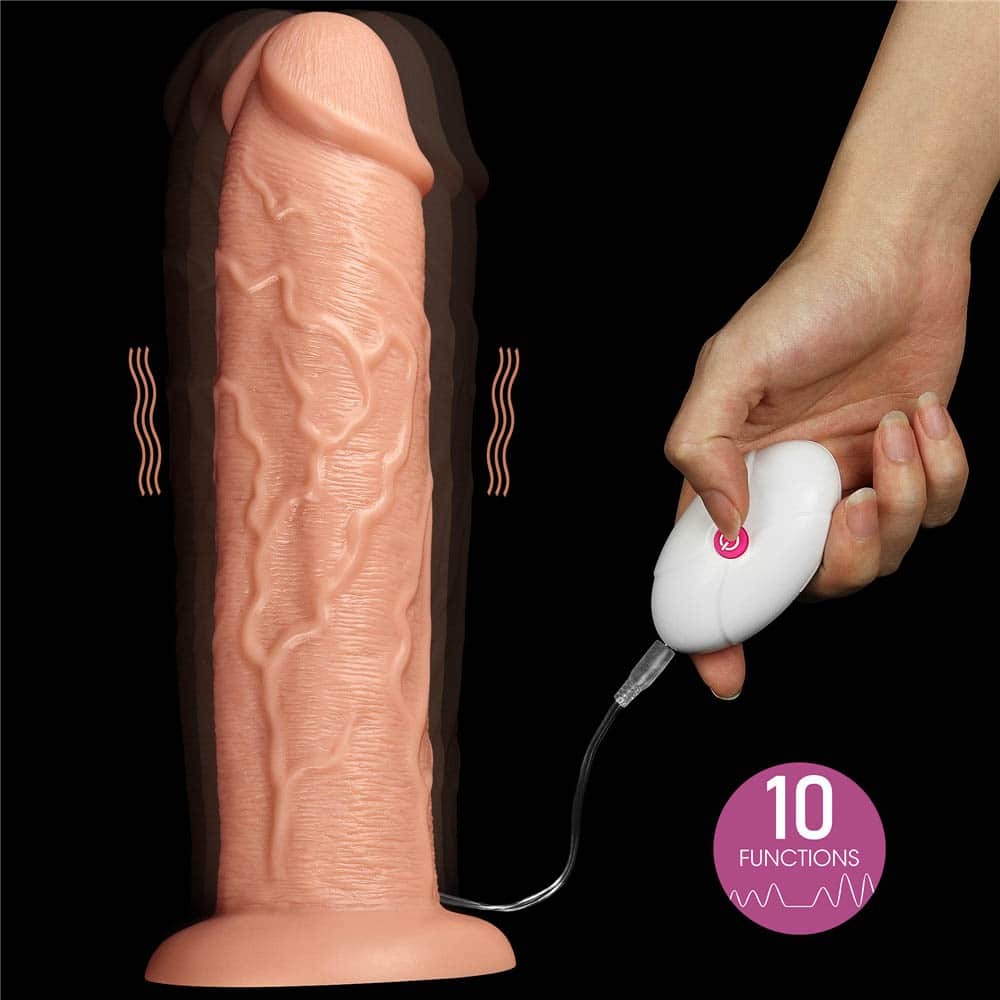 Realistic 11'' Flesh-Colored Vibrating Dildo