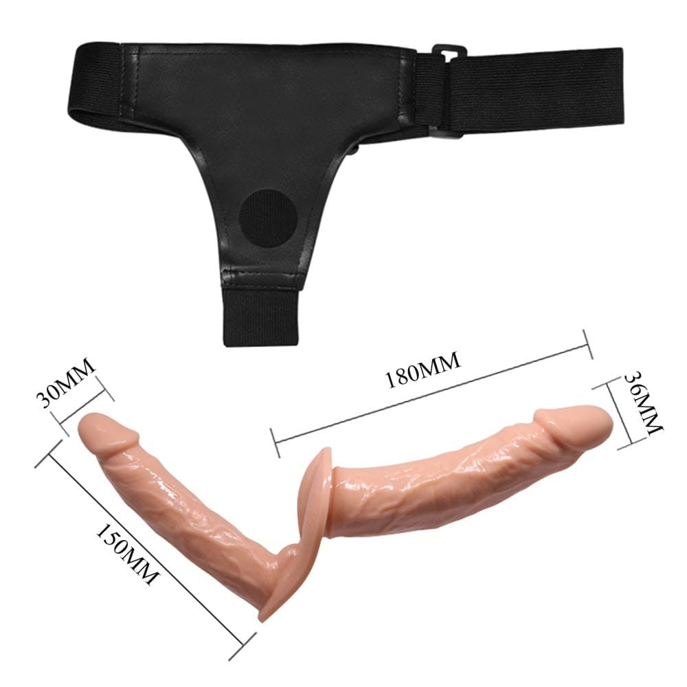 Realistic double-ended dildo with wearable harness
