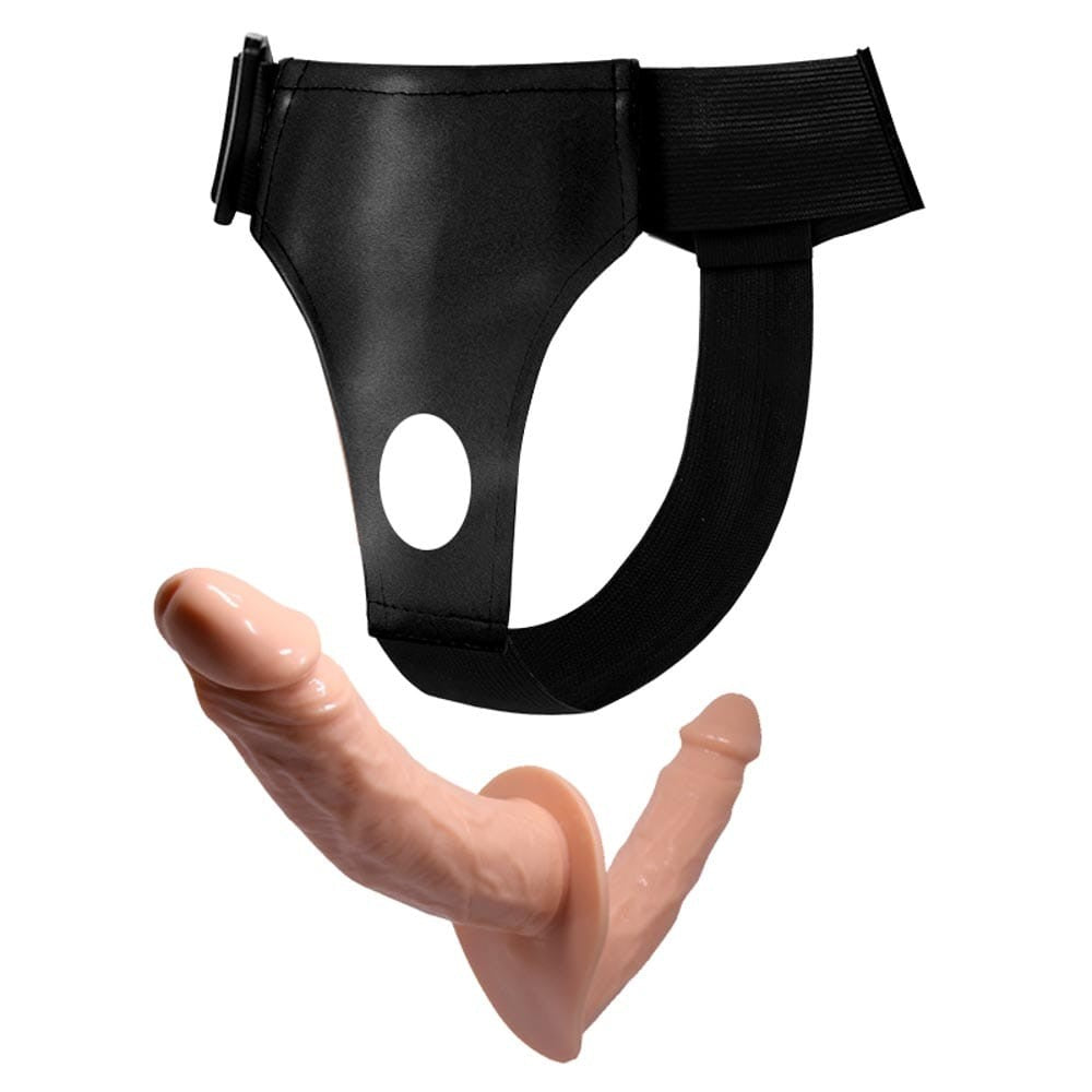 Realistic double-ended dildo with wearable harness