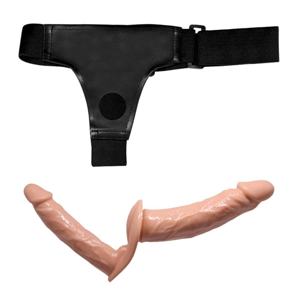 Realistic double-ended dildo with wearable harness