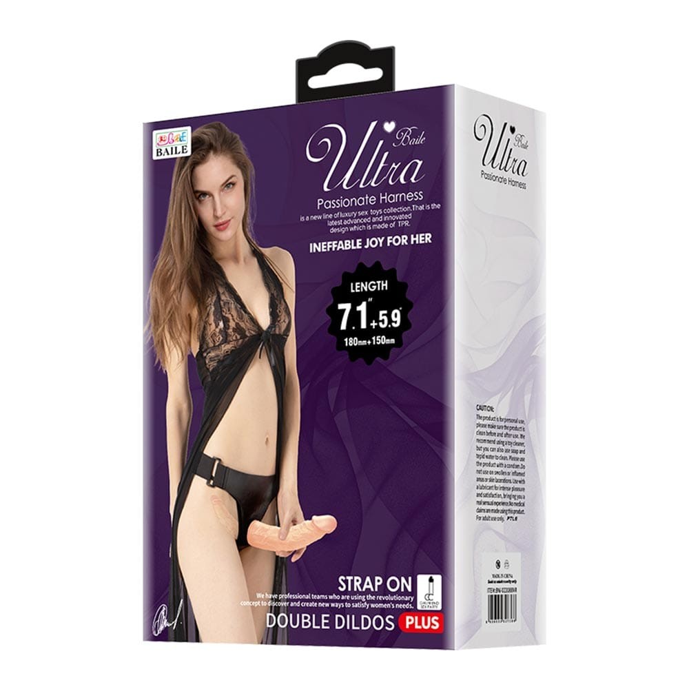 Realistic double-ended dildo with wearable harness