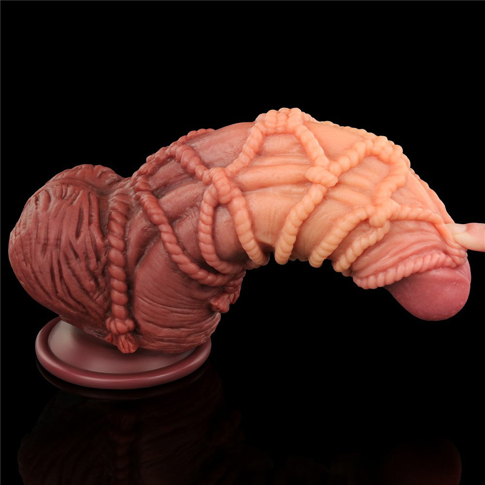 Dildo in silicone platino a doppio strato da 9,5'' con corda_B15O50_3