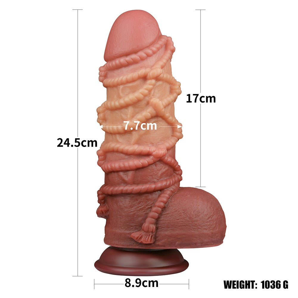 Dildo in silicone platino a doppio strato da 9,5'' con corda_B15O50_3