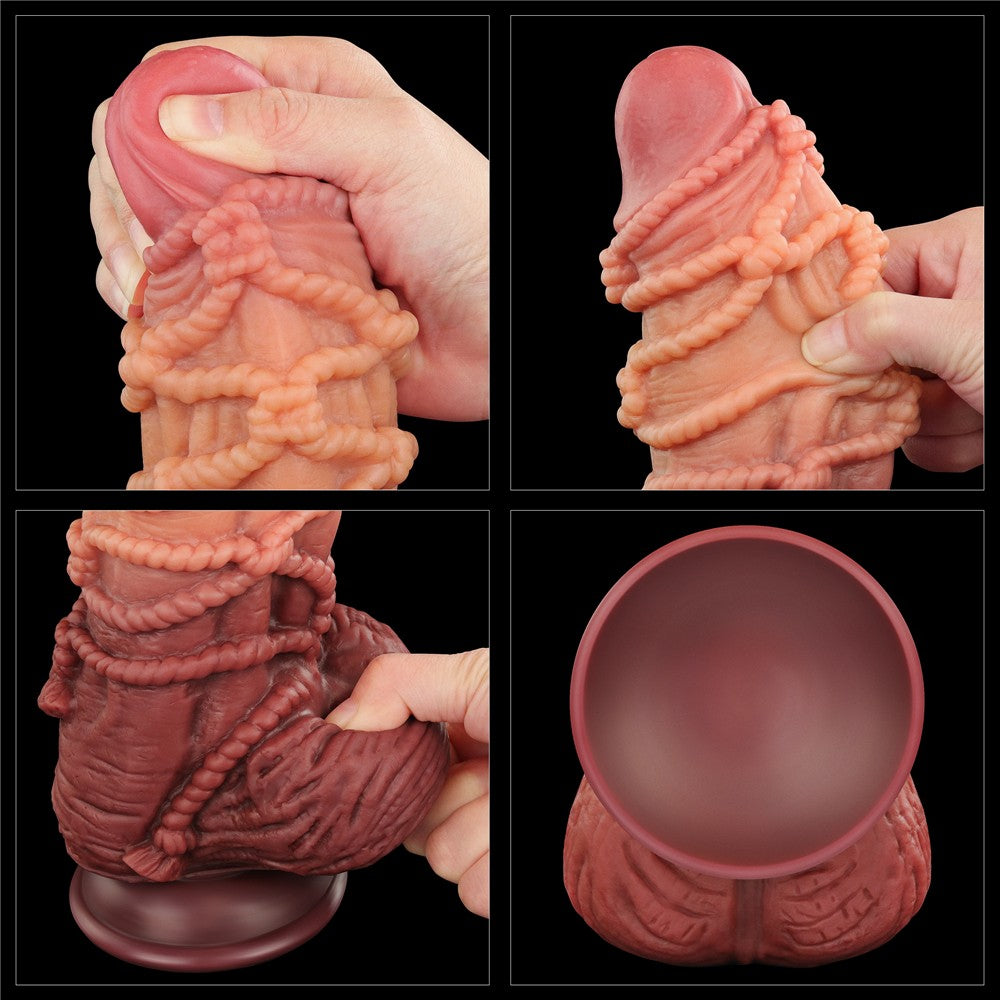 Dildo in silicone platino a doppio strato da 9,5'' con corda_B15O50_3