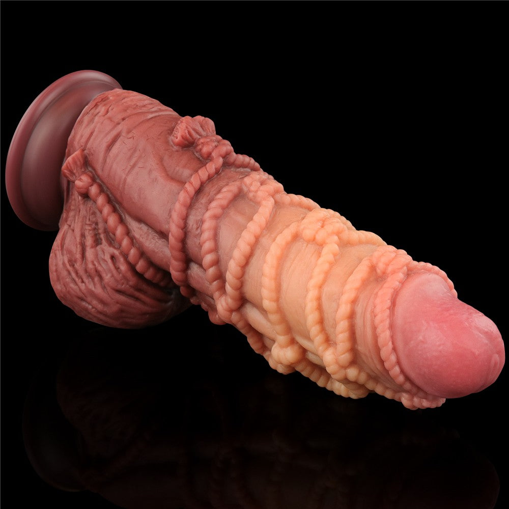 Dildo in silicone platino a doppio strato da 9,5'' con corda_B15O50_3