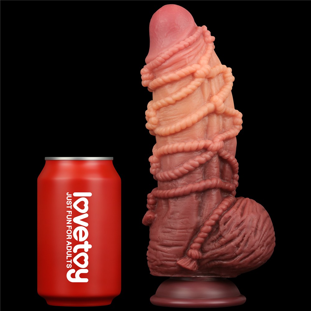 Dildo in silicone platino a doppio strato da 9,5'' con corda_B15O50_3