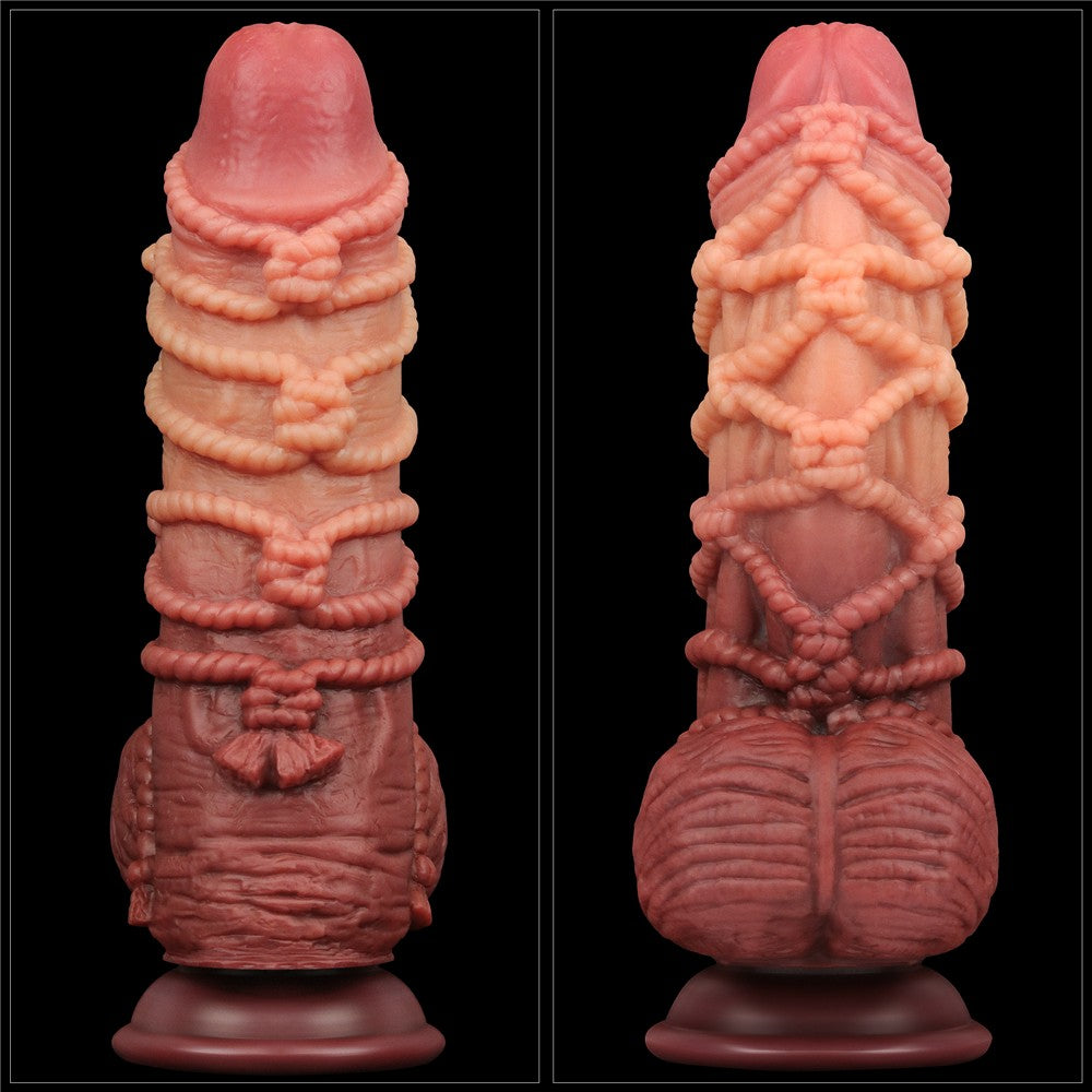 Dildo in silicone platino a doppio strato da 9,5'' con corda_B15O50_3