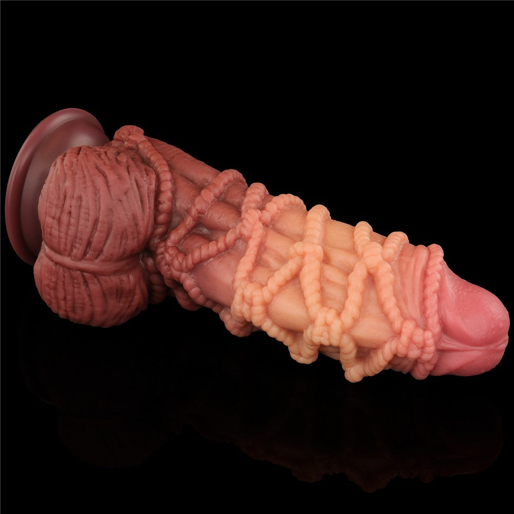 Dildo in silicone platino a doppio strato da 9,5'' con corda_B15O50_3