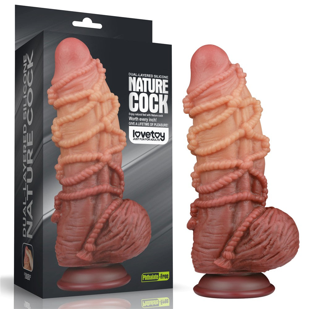 Dildo in silicone platino a doppio strato da 9,5'' con corda_B15O50_3