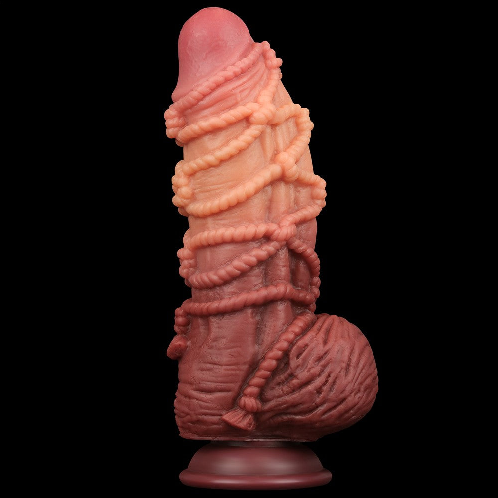 Dildo in silicone platino a doppio strato da 9,5'' con corda_B15O50_3