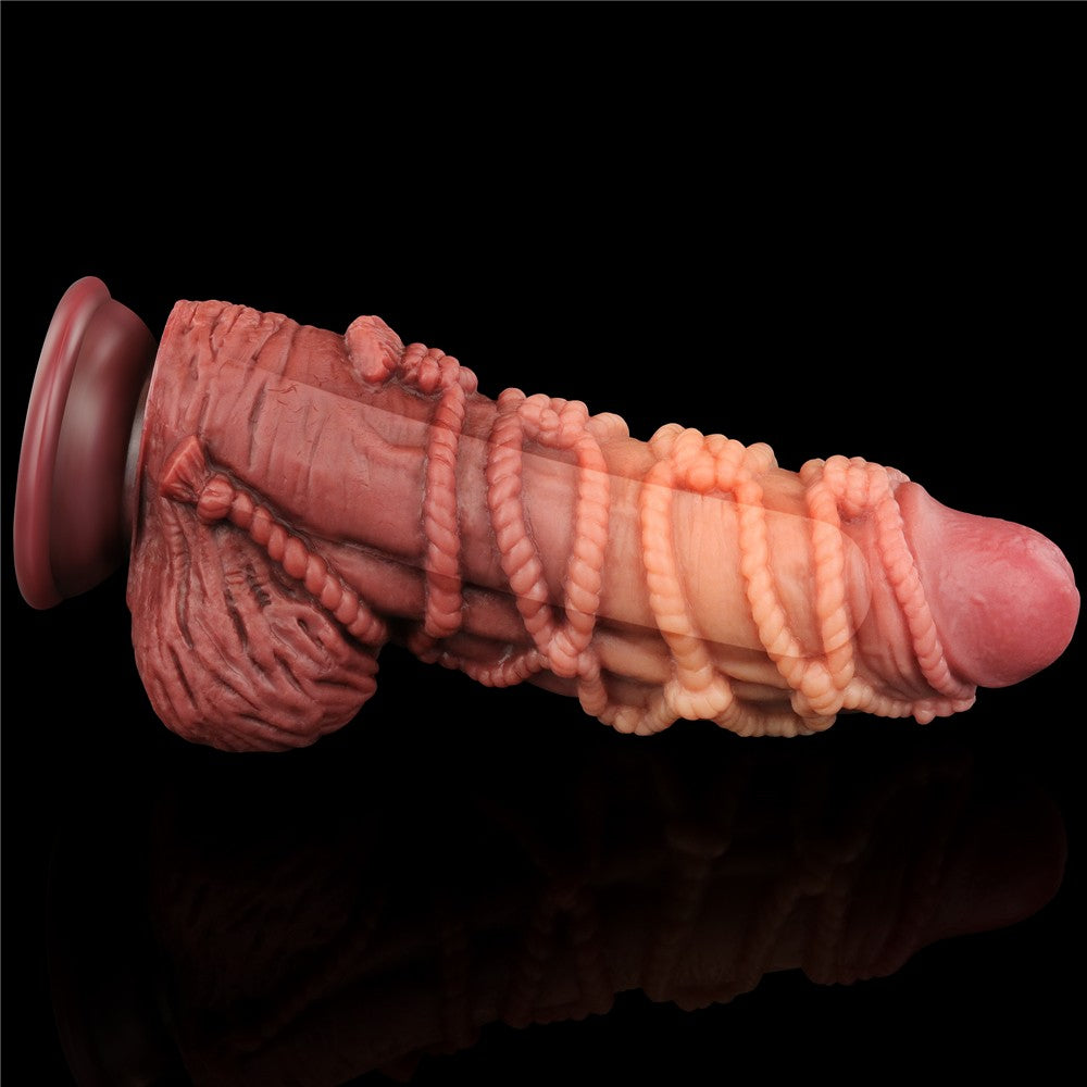 Dildo in silicone platino a doppio strato da 9,5'' con corda_B15O50_3