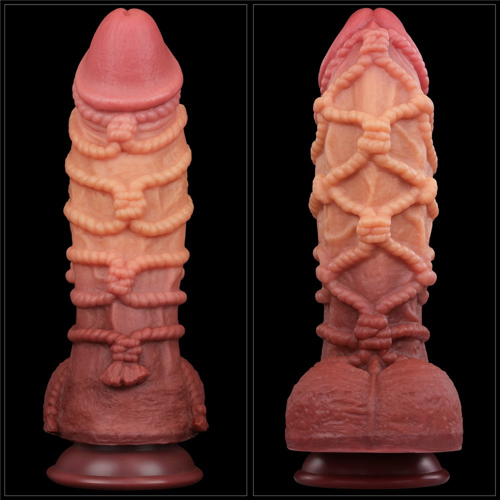 Pene in silicone platino a doppio strato da 10,5'' con laccio