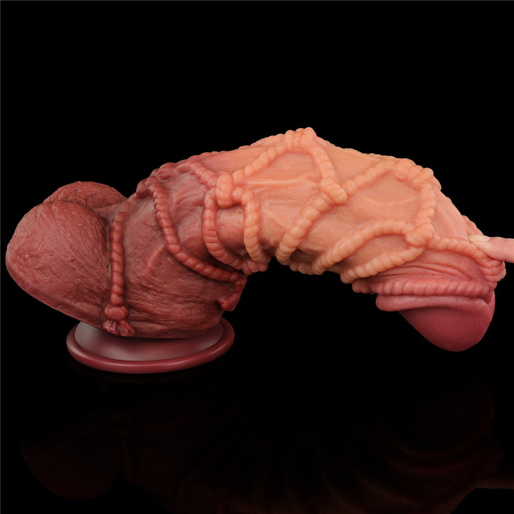 Pene in silicone platino a doppio strato da 10,5'' con laccio