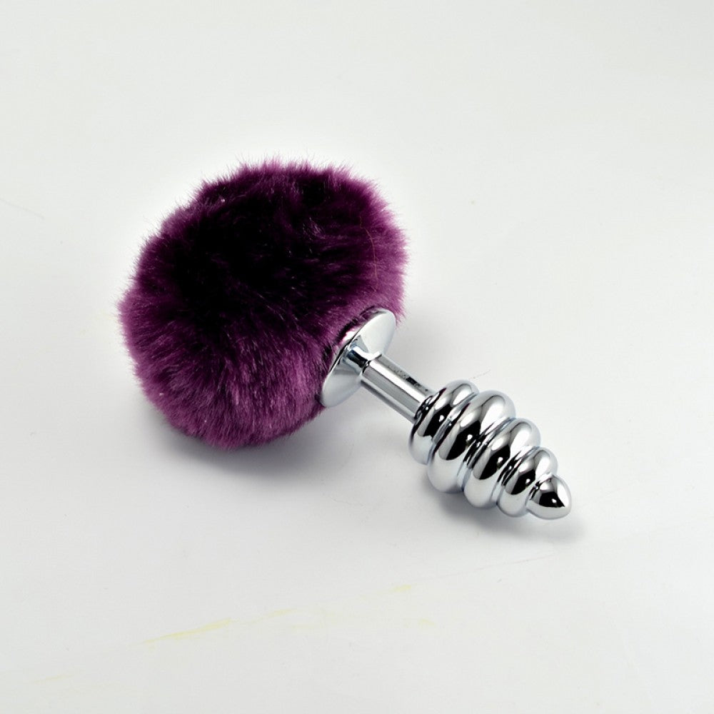 Purple spiral pompom metal plug