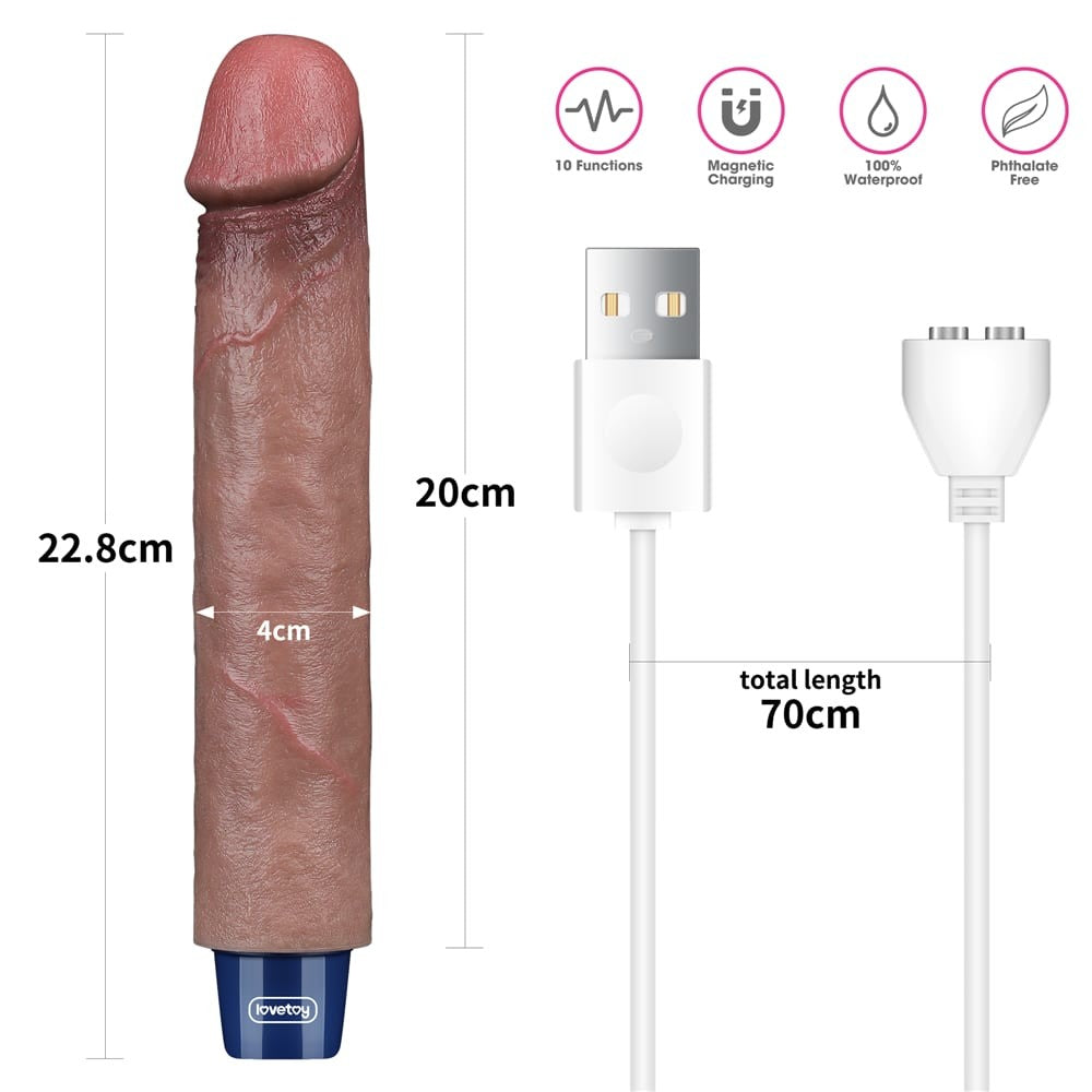 Dildo vibrante ricaricabile in silicone REAL SOFTEE da 23 cm