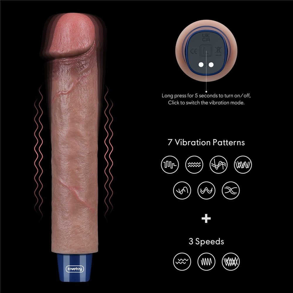 Dildo vibrante ricaricabile in silicone REAL SOFTEE da 23 cm