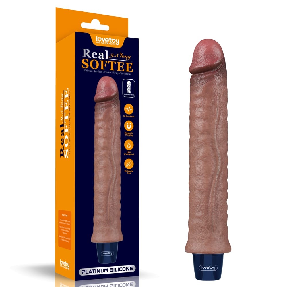 REAL SOFTEE Dildo vibrante ricaricabile in silicone da 9,5"