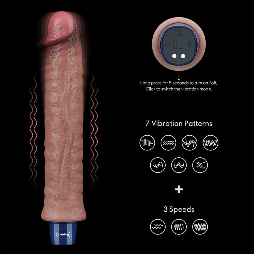 REAL SOFTEE Dildo vibrante ricaricabile in silicone da 9,5"