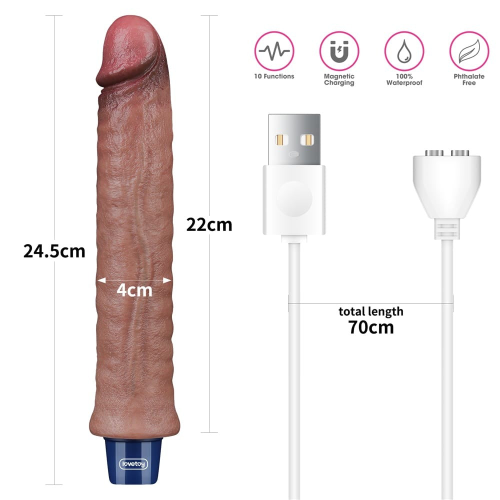 REAL SOFTEE Dildo vibrante ricaricabile in silicone da 9,5"