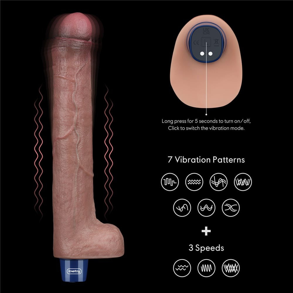10,5" REAL SOFTEE Dildo vibrante ricaricabile in silicone