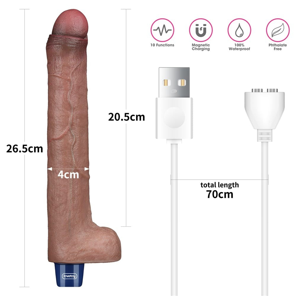 10,5" REAL SOFTEE Dildo vibrante ricaricabile in silicone