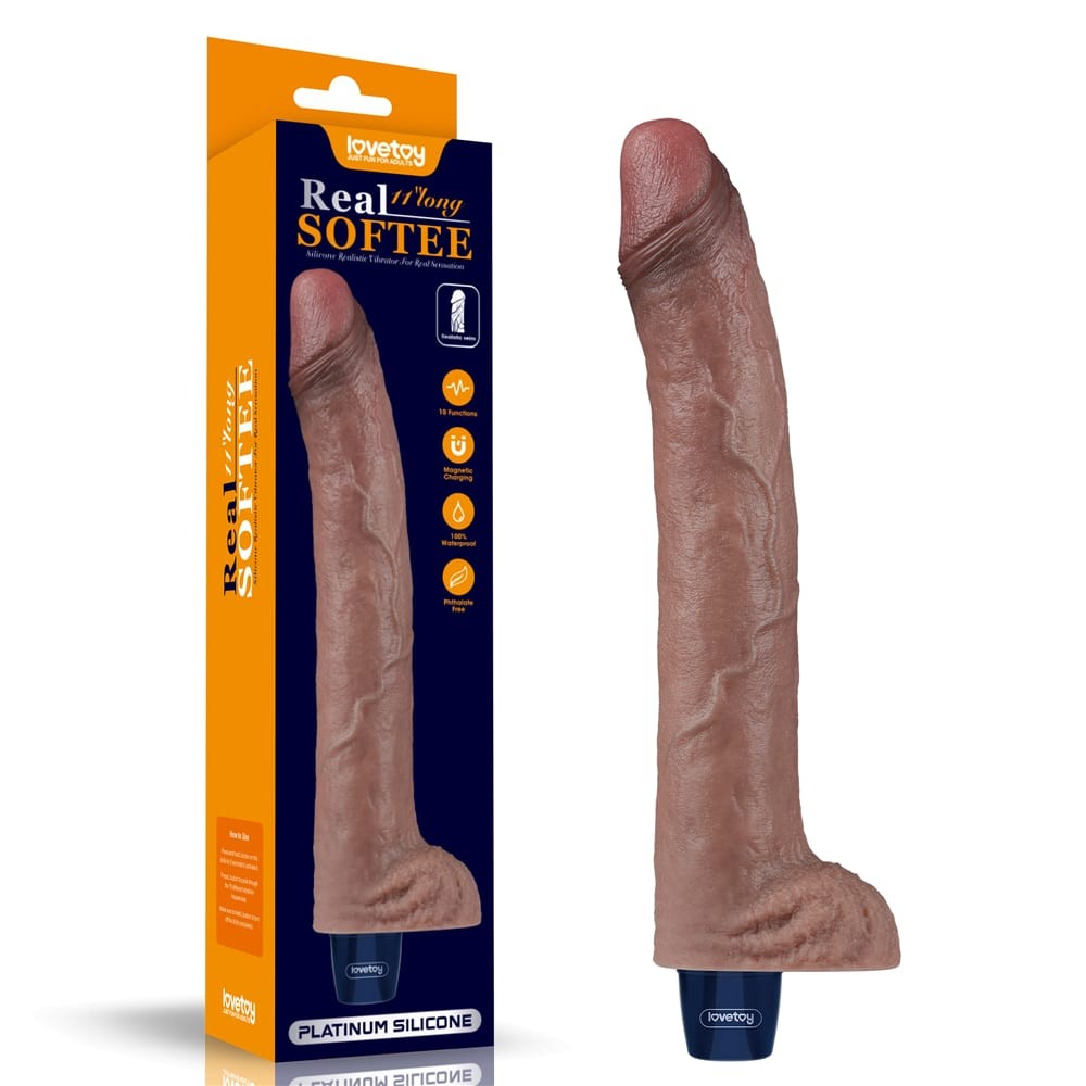Dildo vibrante ricaricabile in silicone REAL SOFTEE da 28 cm