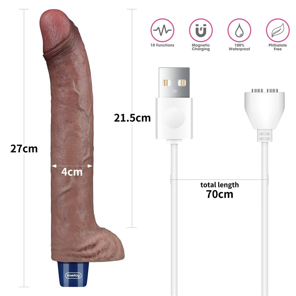 Dildo vibrante ricaricabile in silicone REAL SOFTEE da 28 cm