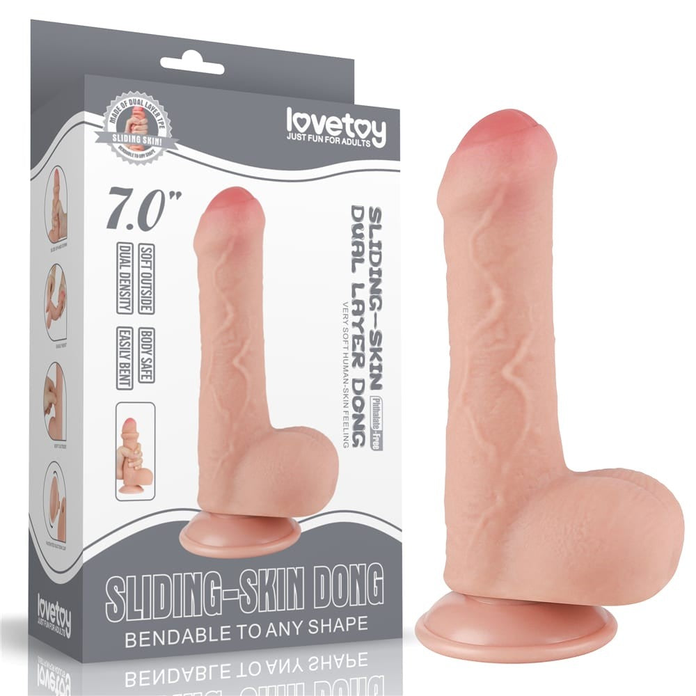 Flesh_B0O50_3 Dildo doppio strato con pelle scorrevole da 18 cm