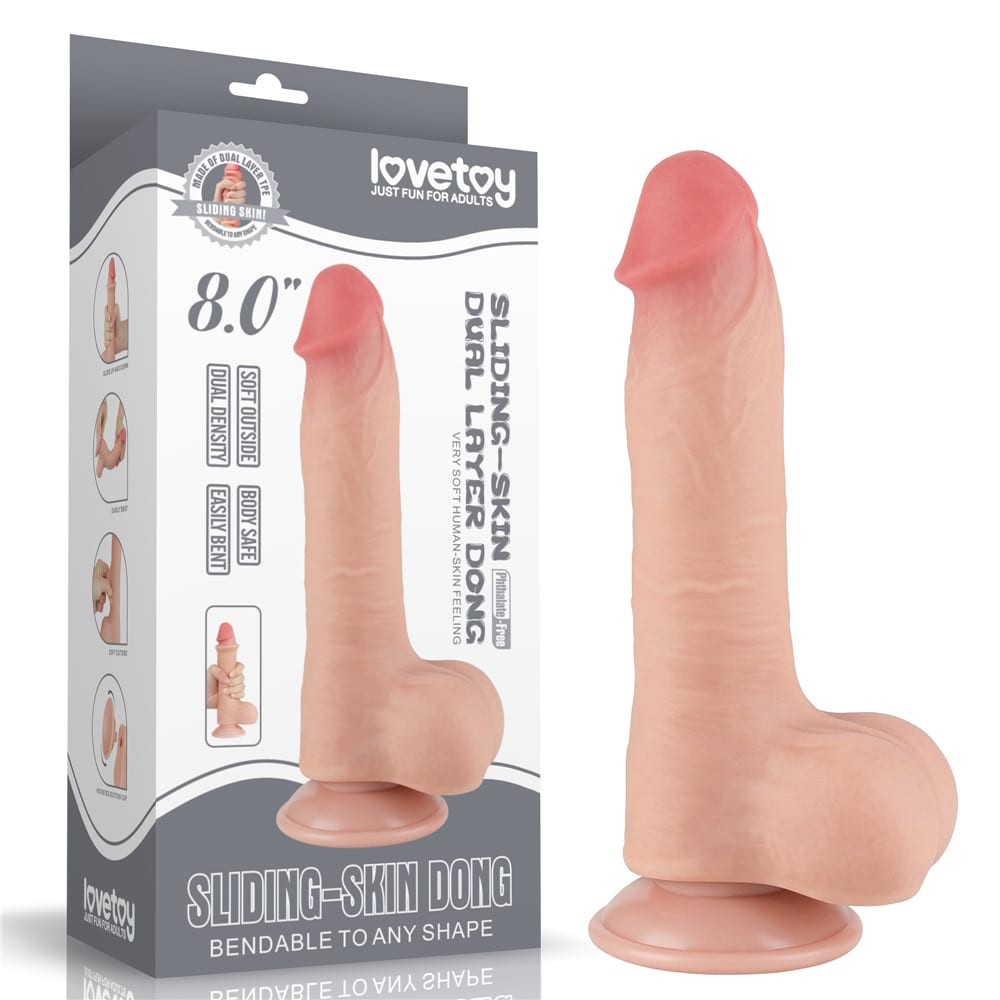 8'' Flesh-coloured dual-layer sliding dildo I_B15O50_3