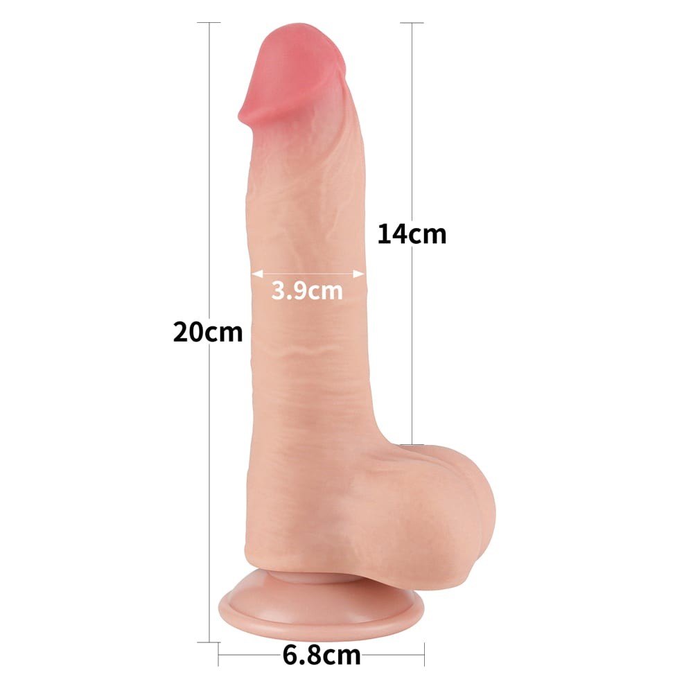 8'' Flesh-coloured dual-layer sliding dildo I_B15O50_3