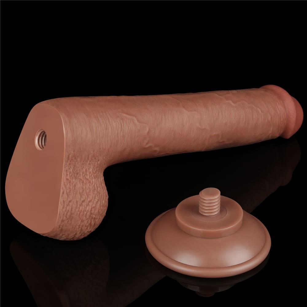 Dildo a doppio strato da 9" marrone scivoloso_B15O50_3