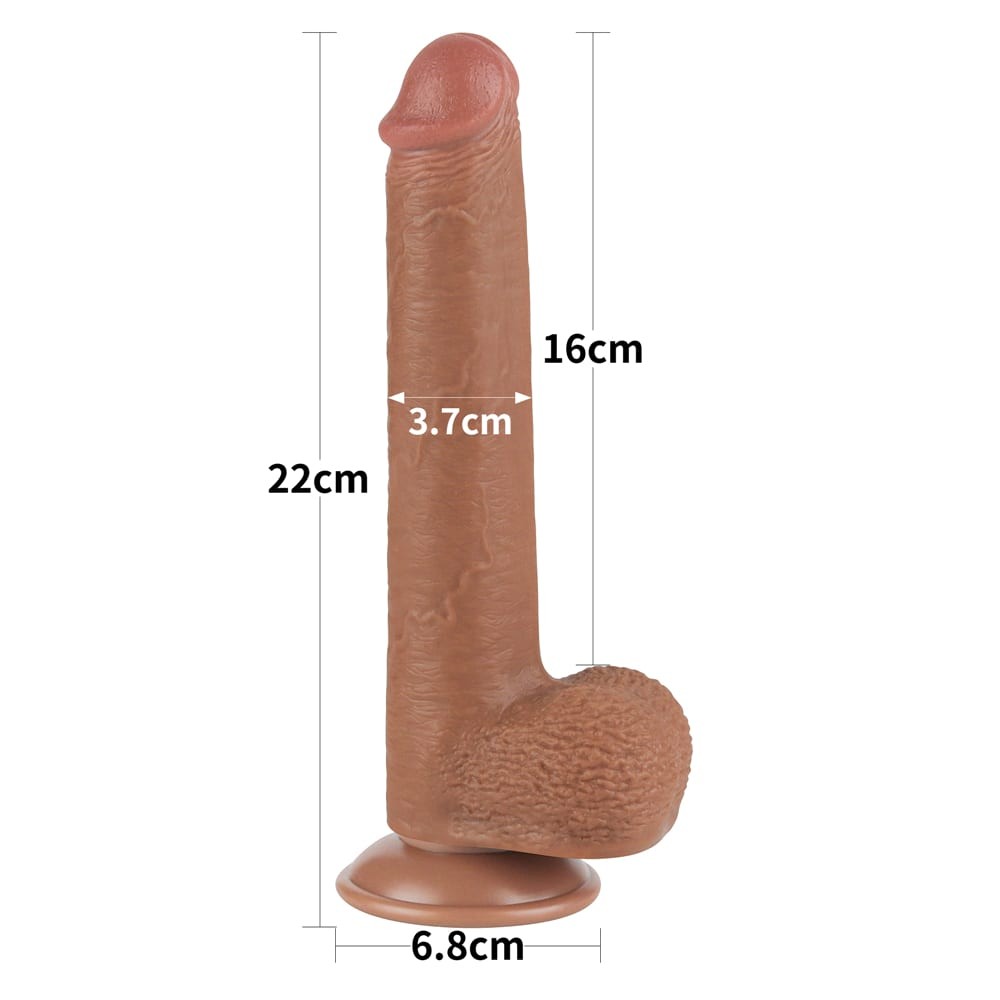 Dildo a doppio strato da 9" marrone scivoloso_B15O50_3