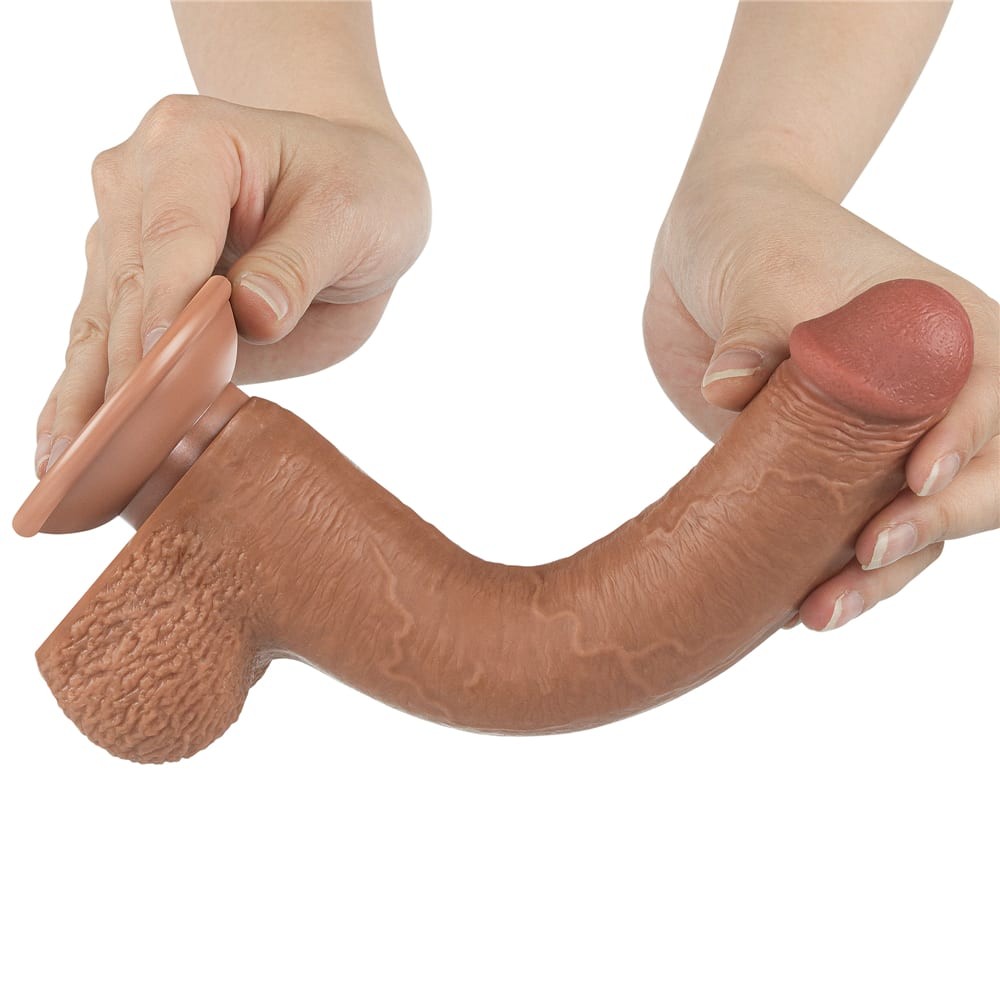 Dildo a doppio strato da 9" marrone scivoloso_B15O50_3