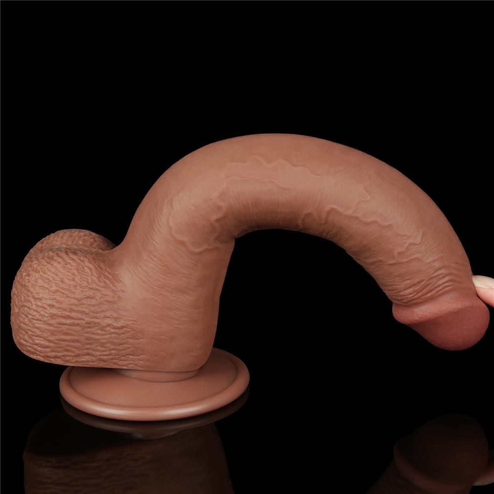 Dildo a doppio strato da 9" marrone scivoloso_B15O50_3