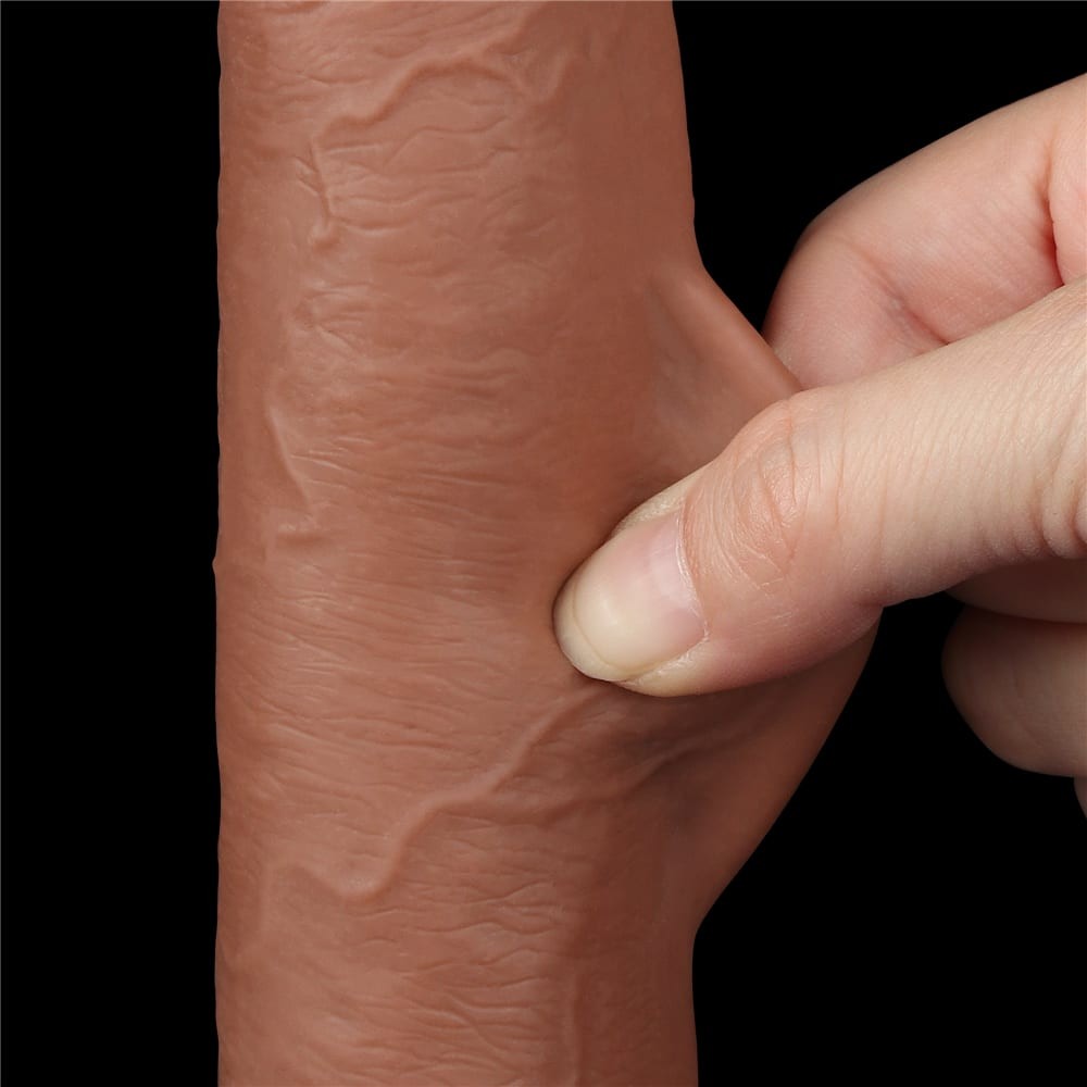 Dildo a doppio strato da 9" marrone scivoloso_B15O50_3