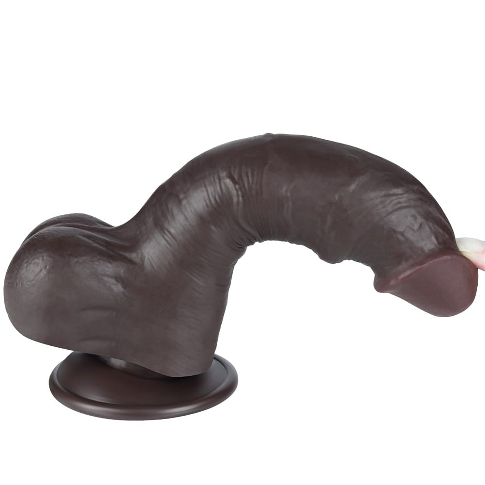 Dildo scorrevole a doppio strato nero da 8'' I_B15O50_3
