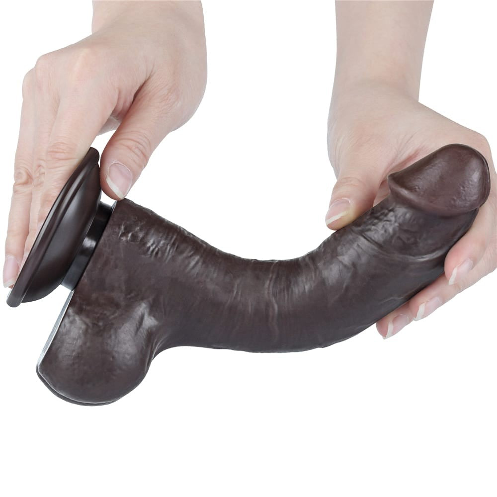 Dildo scorrevole a doppio strato nero da 8'' I_B15O50_3