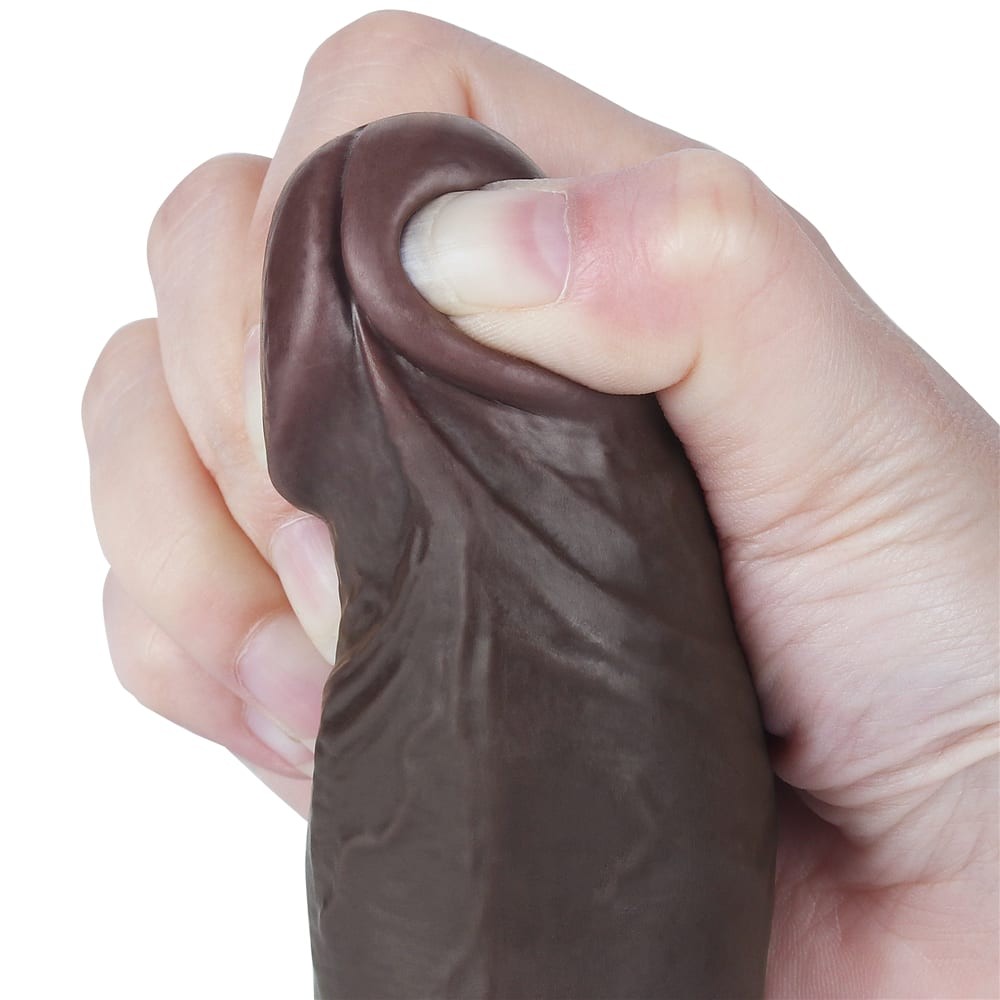 Dildo scorrevole a doppio strato nero da 8'' I_B15O50_3
