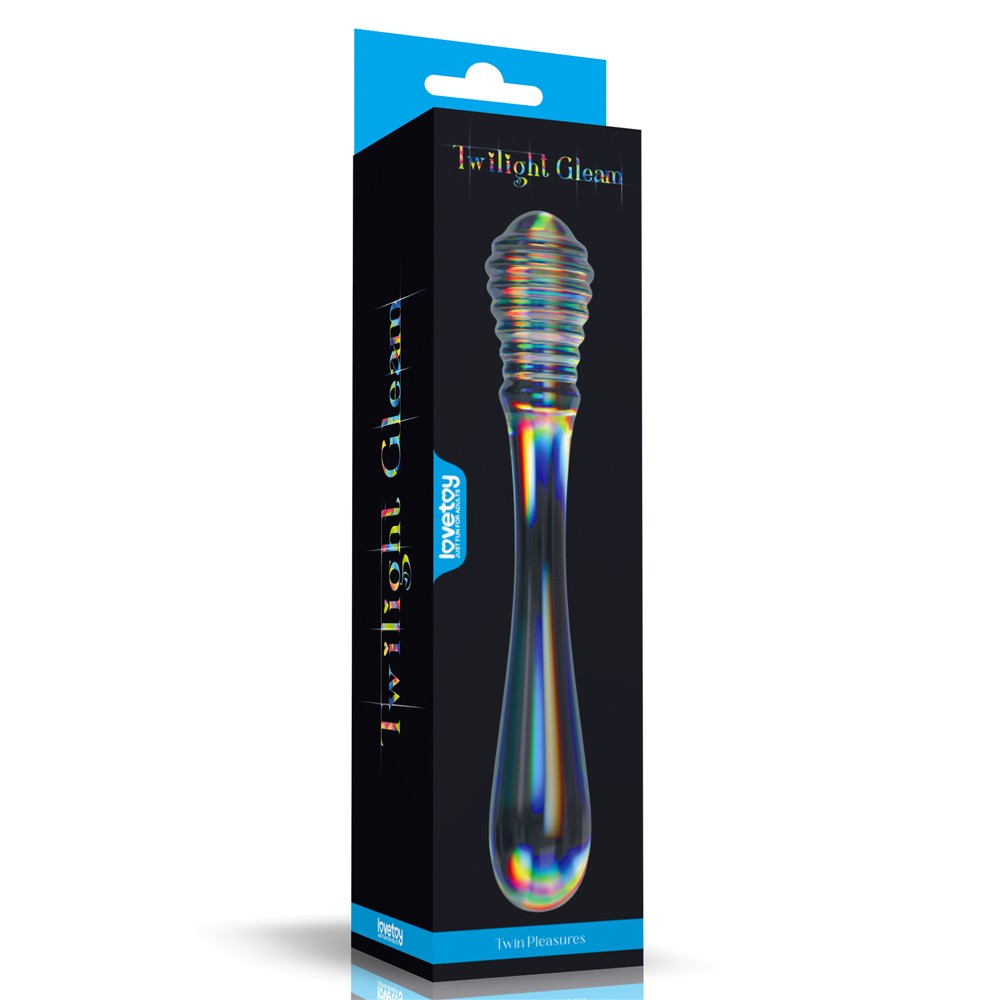 Dildo in vetro Twilight Gleam - Doppia penetrazione