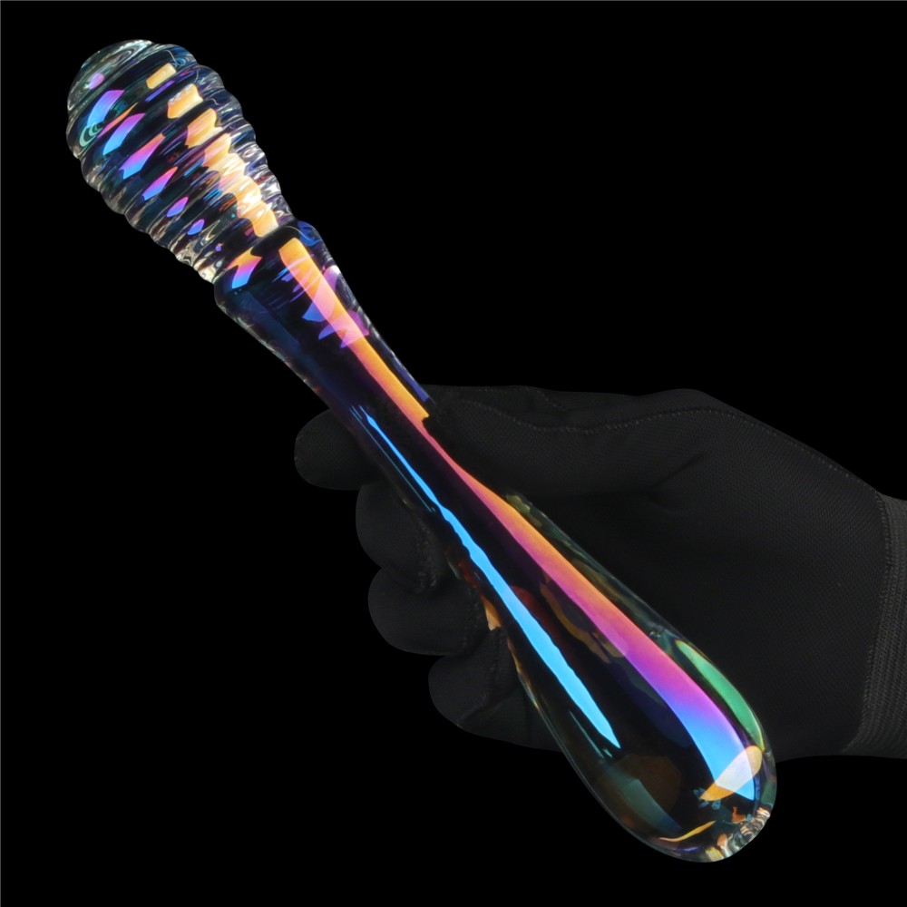 Dildo in vetro Twilight Gleam - Doppia penetrazione