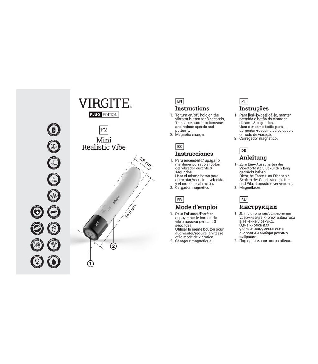 RECHARGEABLE SILICONE VIBRATOR F2 FLUO