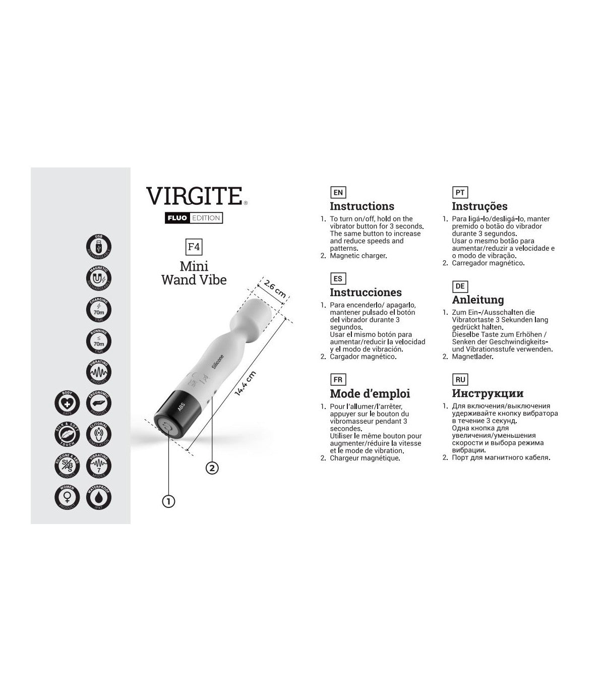 RECHARGEABLE FLUORESCENT SILICONE VIBRATOR F4