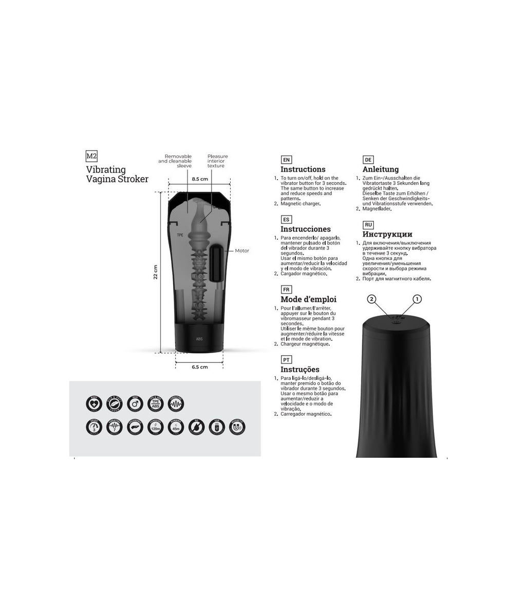 M2 Masturbatore vibrante USB a forma di vagina (color carne)