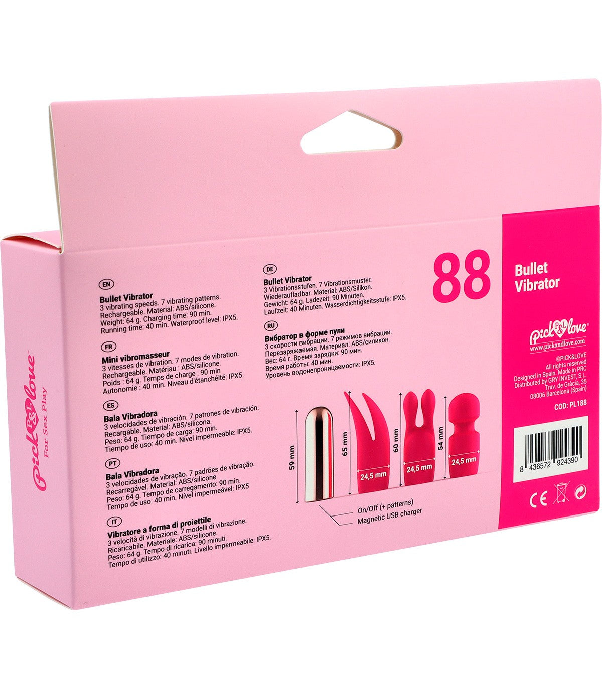 No. 88 PINK SILICONE COVER RECHARGEABLE BULLET