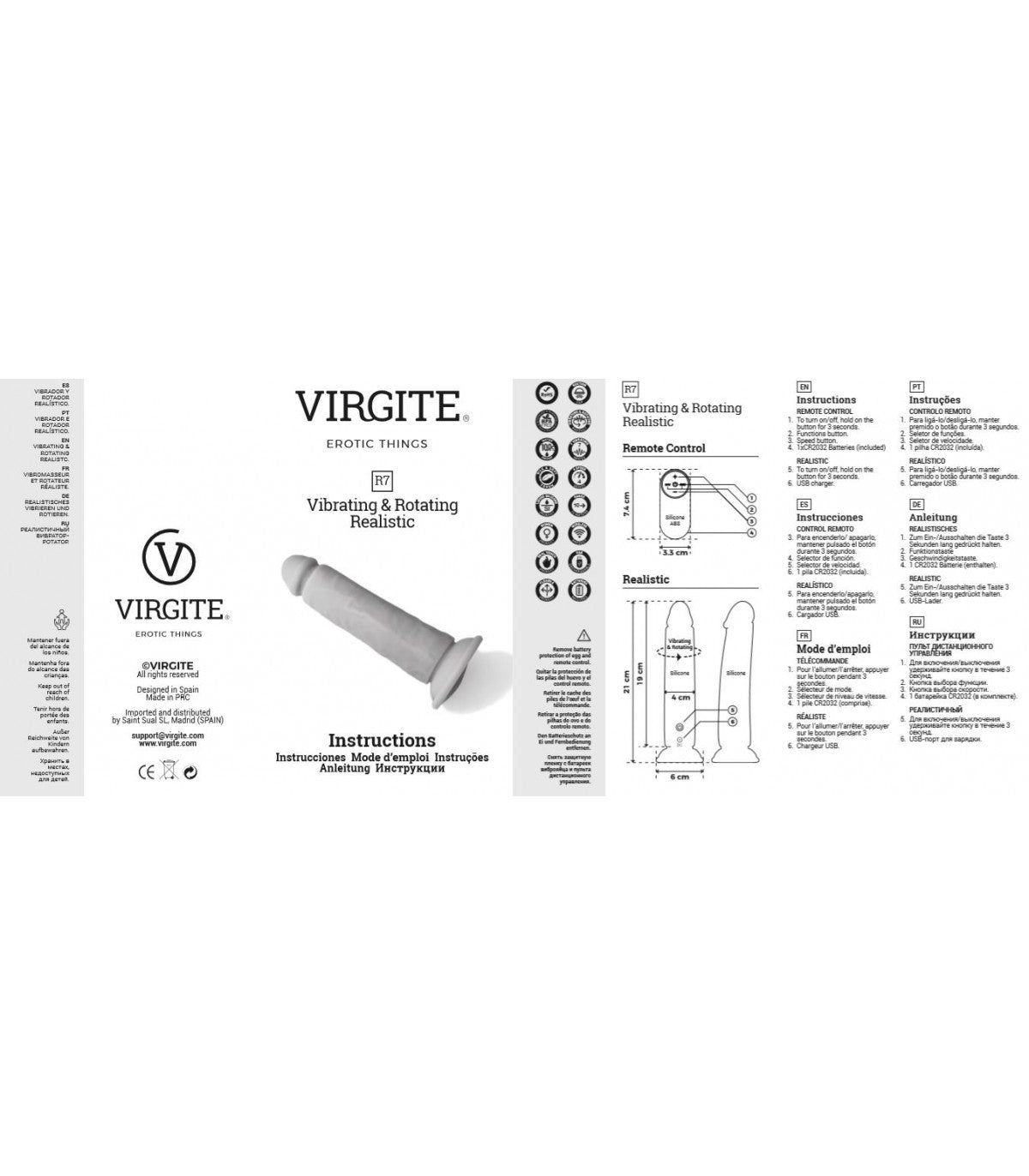 VIBRATORE E ROTATORE REALISTICO R7" 19CM CON TELECOMANDO