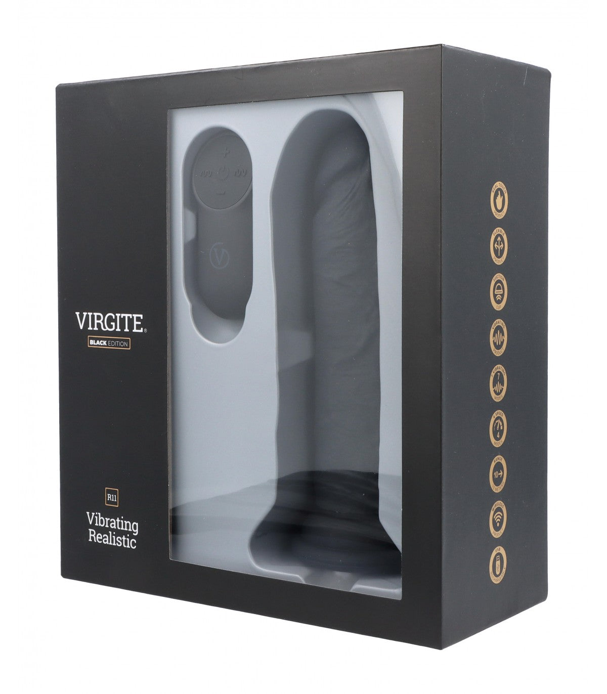 REALISTIC VIBRATOR R11 BLACK 14.4 CM WITH REMOTE CONTROL