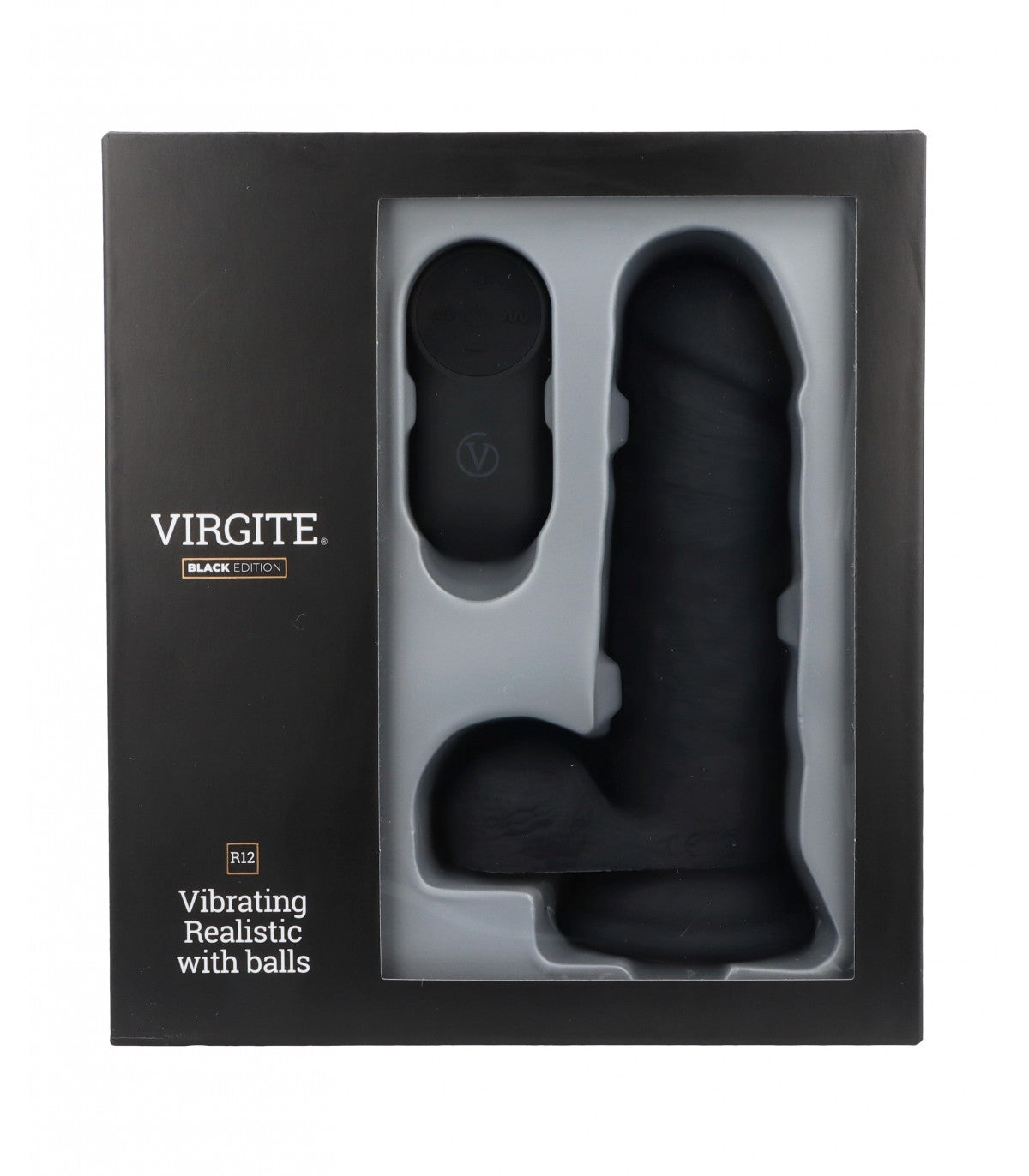 REALISTIC VIBRATOR R12 BLACK 14.4 CM WITH REMOTE CONTROL